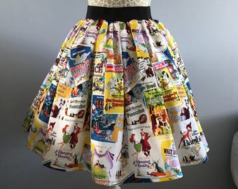 Ladies or girls Disney inspired Movie Posters full skater style skirt