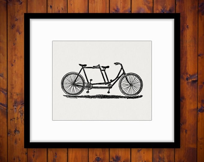 Digital Printable Tandem Bicycle Image Printable Bike Art Two Person Bicycle Graphic Download Antique Clip Art Jpg Png Eps HQ 300dpi No.4180
