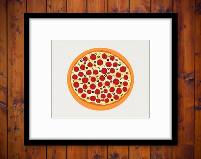 Printable Graphic Pizza Digital Vector Illustration Download Image T-Shirts HQ 300dpi No.2021