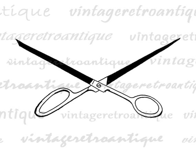 Digital Image Scissors Shears Download Hair Salon Barber Graphic Printable Vintage Clip Art Jpg Png Eps HQ 300dpi No.2523