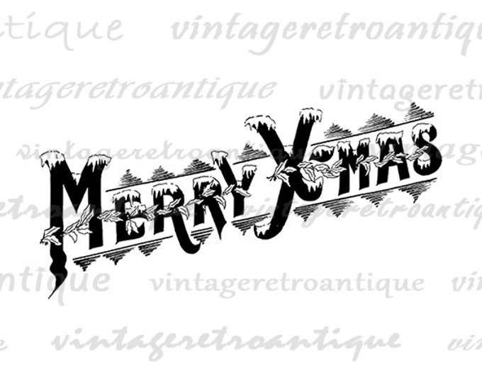 Merry Xmas Printable Digital Download Christmas Text Image Word Graphic Antique Clip Art Jpg Png Eps HQ 300dpi No.726