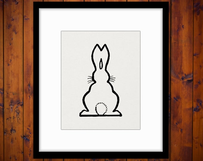 Digital Image Bunny Rabbit Cute Graphic Spring Download Outline Printable Vintage Clip Art Jpg Png Eps HQ 300dpi No.3270