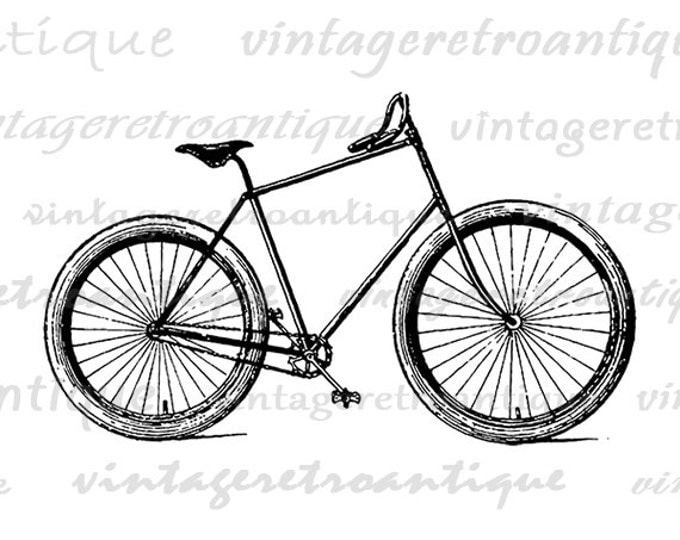 Vintage Bicycle Bike Cycling Digital Image Download Printable Graphic Vintage Clip Art Jpg Png Eps HQ No.3084