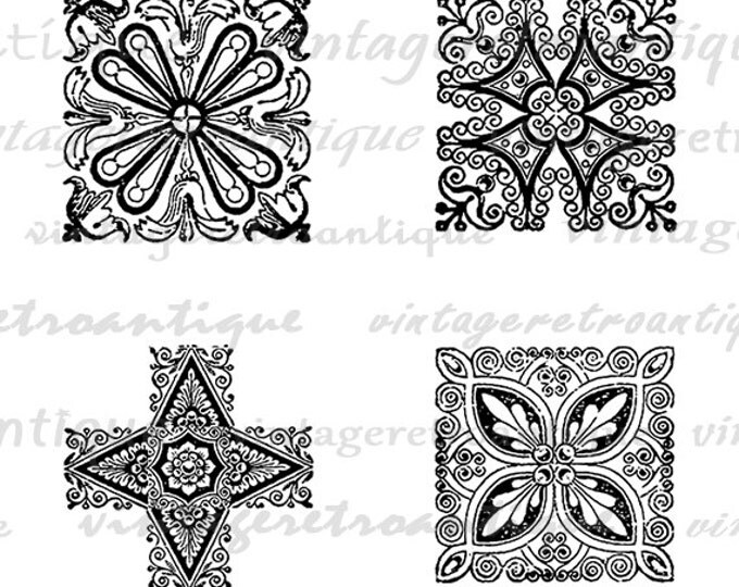 Digital Printable Elegant Square Design Elements Download Collage Sheet Image Graphic Vintage Clip Art Jpg Png Eps HQ 300dpi No.3648