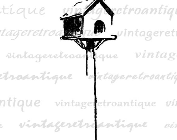 Digital Image Birdhouse Download Bird Graphic Printable Vintage Clip Art Jpg Png Eps HQ 300dpi No.822