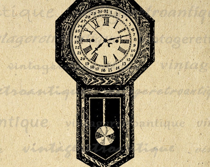 Printable Graphic Antique Clock Image Illustrated Download Digital Vintage Clip Art Jpg Png Eps HQ 300dpi No.1548