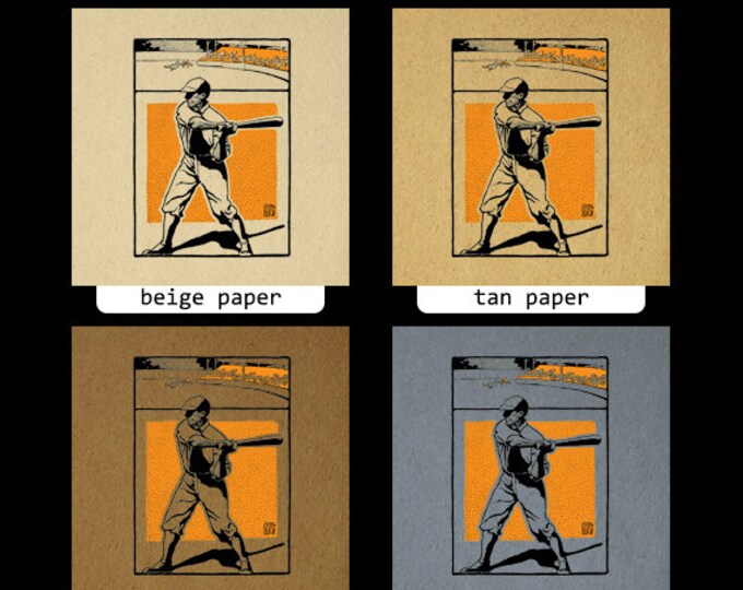 Printable Digital Vintage Baseball Illustration Baseball Player Graphic Sports Image for Transfers T-Shirts Pillows HQ 300dpi No.4124