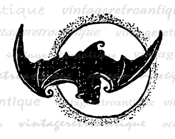 Printable Bat Image Digital Illustration Download Halloween Graphic Antique Clip Art Jpg Png Eps HQ 300dpi No.1602