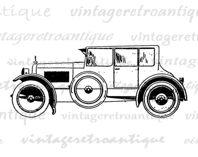 Antique Car Digital Graphic Printable Illustration Image Download Vintage Clip Art Jpg Png Eps HQ 300dpi No.3457