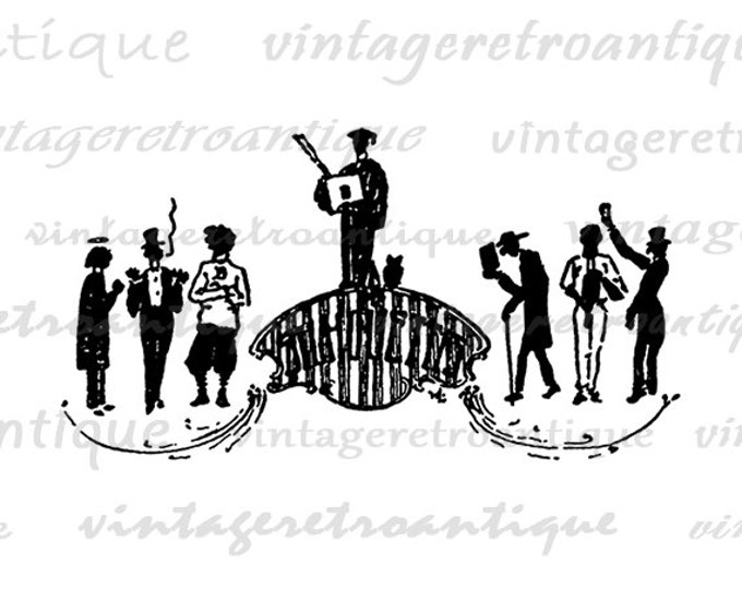 Printable Graduation Silhouettes Digital Graphic Graduate Download School Education Image Vintage Clip Art for Transfers HQ 300dpi No.2173