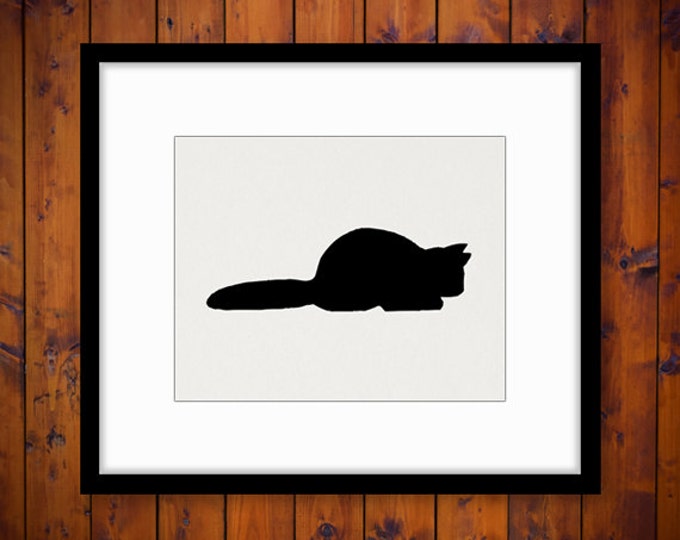 Printable Image Cat Silhouette Download Cute Kitten Nursery Wall Art Home Decor Graphic Cat Digital Vintage Clip Art HQ 300dpi No.4683