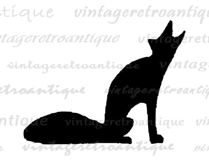 Digital Image Wolf Silhouette Printable Howling Wolf Clip Art Graphic Wolf Download Antique Clip Art for Transfers etc HQ 300dpi No.4688