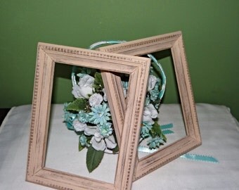 Tan Distressed 5 x 7 wood picture frames no glass or backing hand painted farmhouse decor rustic