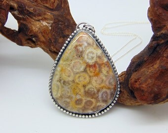 Fossil Coral Pendant - Sterling Silver Necklace - Silver Pendant - Fossil Jewellery
