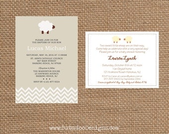 SHEEP + EWE // Birthday + Baby Shower + Baptism + Christening Invitation + Birth Announcement // Full Service Printing + Coordinating Items