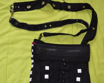 Recycled Punk Purse with Adjustable Shoulder Strap