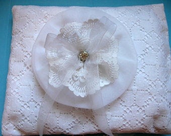 Ring bearer pillow, wedding ring pillows, white eyelet lace