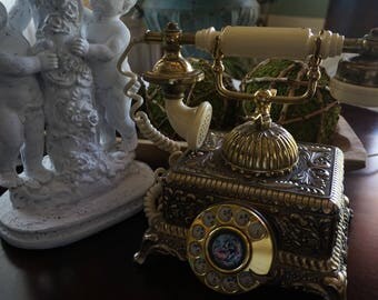 FREE SHIPPING, Vintage, Brass Courting Telephone