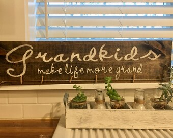GRANDKIDS photo display |Grandparents Gift | Grandkids make life more grande | rustic wall decor | rustic Christmas gift | grandparents gift