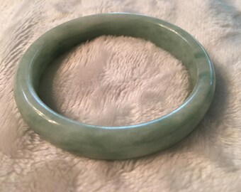 Milky Green Natural Jade Bangle Bracelet 40g