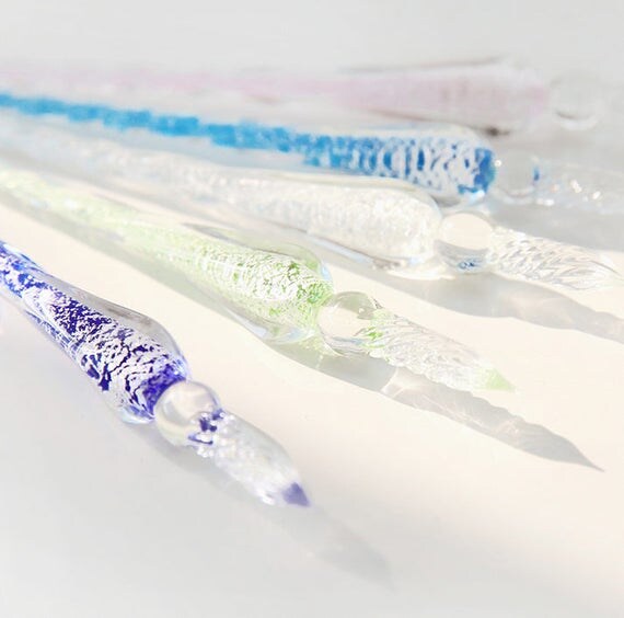 Cute Glass Dip Pen Retro Handmade Glass Signature Pen Elegant