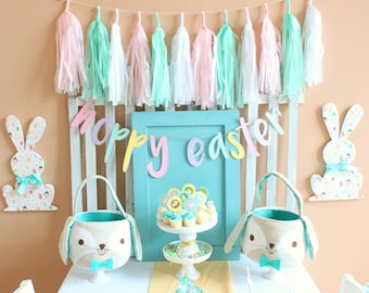 White Blush Pink Mint Tassel Garland Rustic Chic Wedding Decor, Bridal Baby Shower Decorations, Mint Gold tissue Garland Peach tissue fring