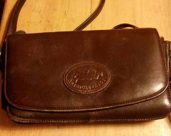 Vintage dark brown American Angel leather satchel, messenger, shoulder bag, boho purse.