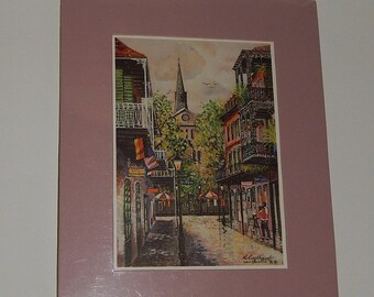 1996 New Orleans French Quarter 5" x 7" Print Knut "Ken" Engelhardt German Artist Painter