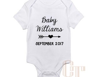 Custom Name Pregnancy Announcement Coming Soon Onesie Due Date Baby Girl Boy Infant Outfit Newborn Gift Bodysuit Pregnant Personalized