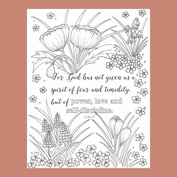 2 Tim 1:7 Coloring Page Bible Verse Coloring Christian