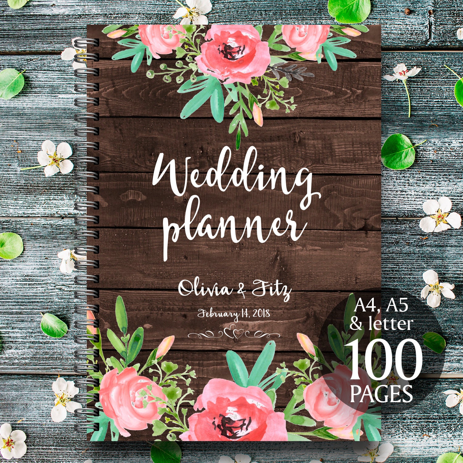 Rustic wedding  binder Printable wedding  planner  by ClaireTALE