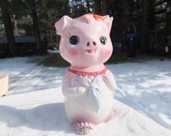 Adorable Ceramic Pig Figurine/Pig Planter/Pig Vase