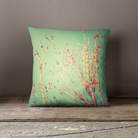 Spring Tree Decorative Pillow Teal and Red plush pillow home