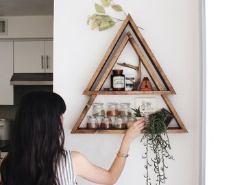 The Original Stacked Triangle Shelf. Geometric Shelf. Modern Shelf. Bohemian Shelf. Triangle Shelf. Triangle shelves. Dual shelves.