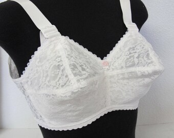 Pin Up Bra 34 D 1950s Bullet Bra White Lace Bra