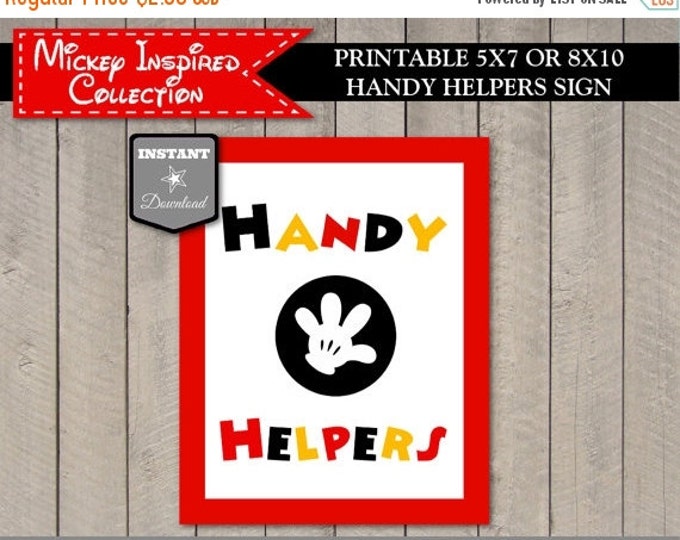 SALE INSTANT DOWNLOAD Mouse 5x7 or 8x10 Handy Helpers Party Sign / Printable / Classic Mouse Collection / Item #1539