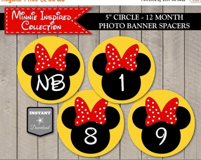 SALE INSTANT DOWNLOAD Red Girl Mouse Printable 12 Month Photo Banner Spacers / 1st First One Birthday/ Red Girl Mouse Collection / Item #192