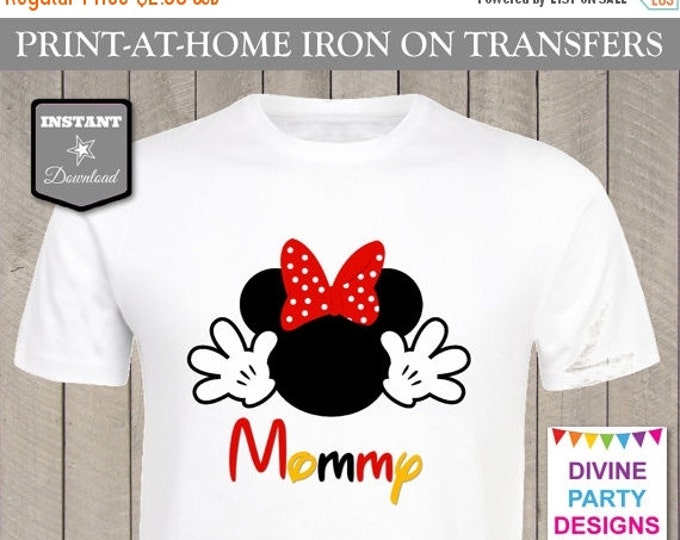 SALE INSTANT DOWNLOAD Print at Home Red Girl Mouse Mommy Printable Iron On Transfer / T-shirt / Family Trip / Party / Item #2372