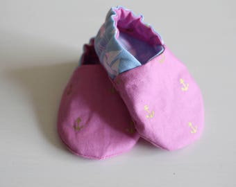 Pink and Blue Nautical Baby Booties - Baby Shoes