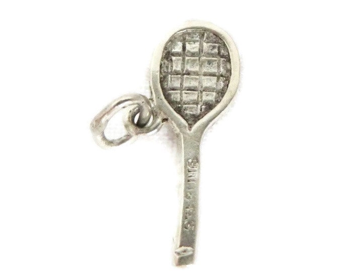 Sterling Tennis Racket Charm - Vintage 1940s Sterling Silver Pendant, Starter Charm Gift Idea