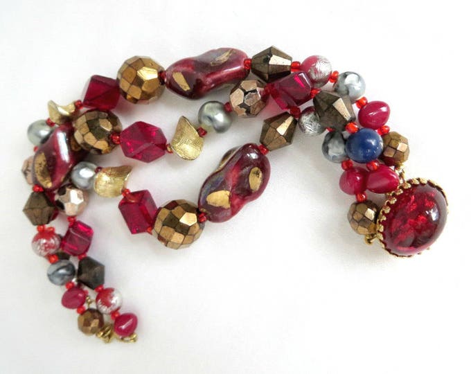 Bracelet, Glass Bead Bracelet, Signed Hattie Carnegie Jewelry, Vintage Jewellery, Triple Strand Beaded Designer Bracelet, Gift for Her