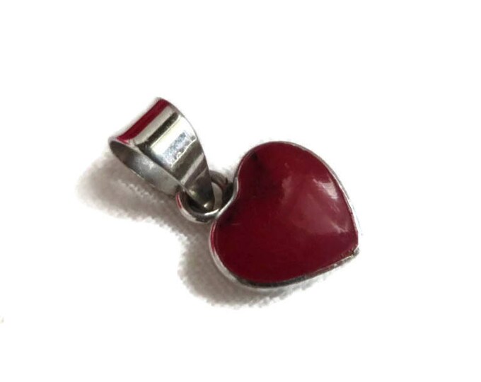 Red Heart Sterling Silver Charm Vintage Heart Pendant Charm Bracelet Necklace Gift Idea