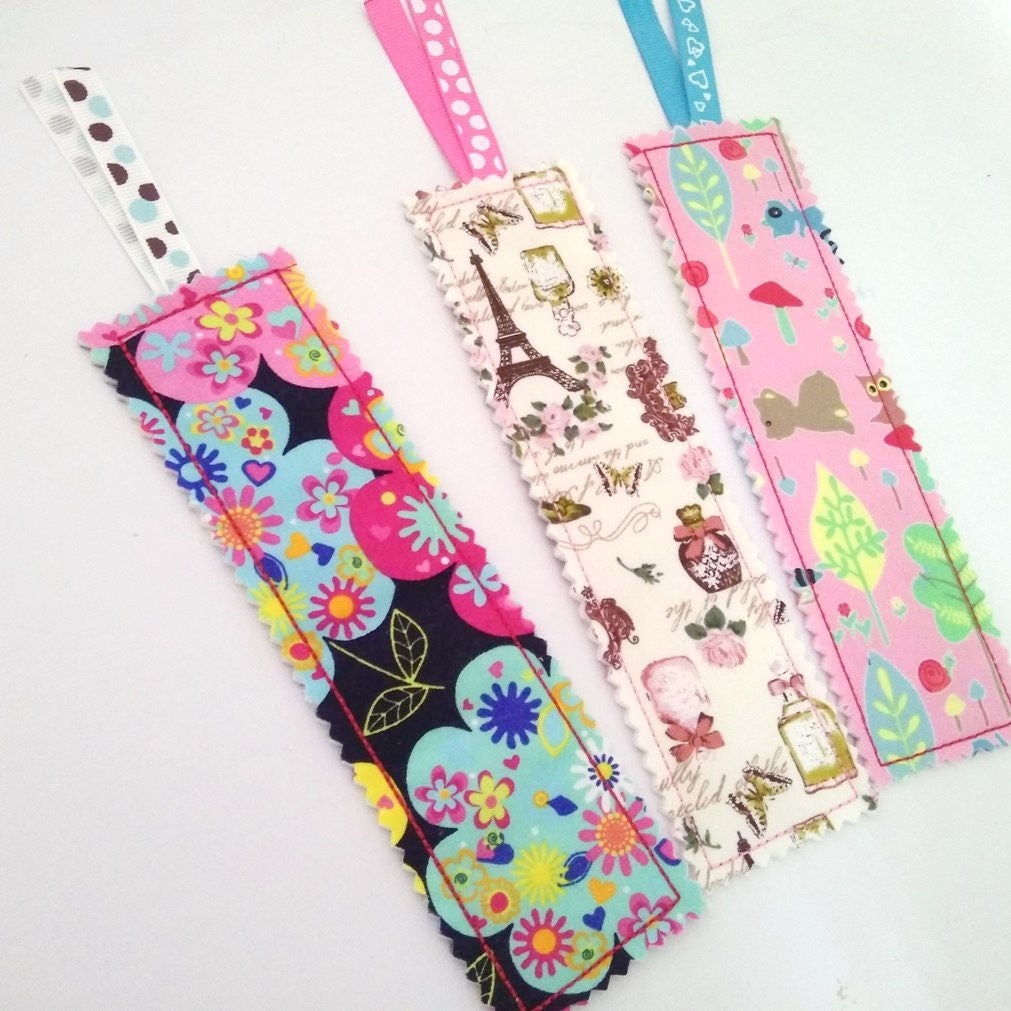 Set of 3 Fabric Bookmarks Pretty Bookmark Set Teacher Gift