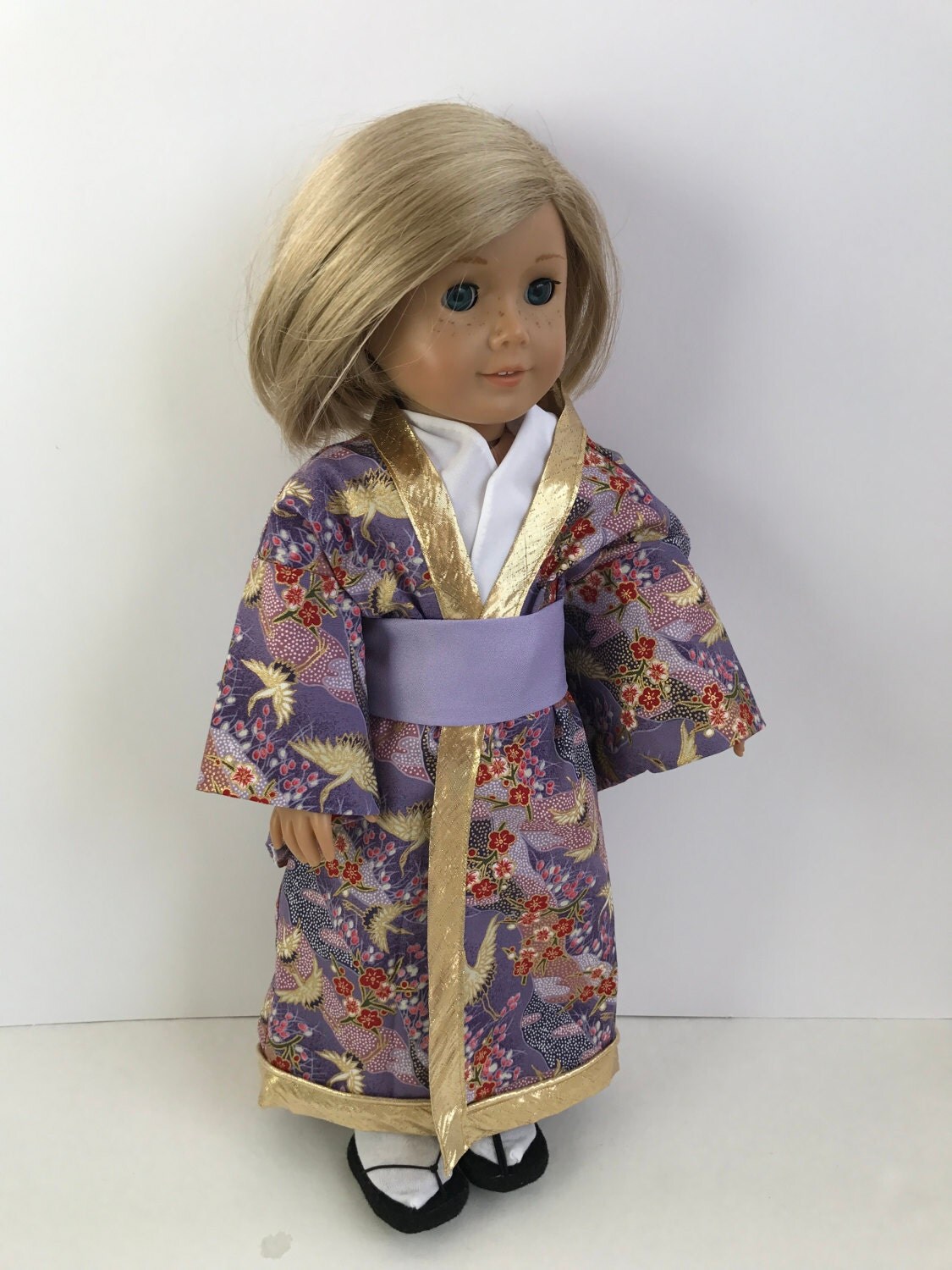 Purple Crane Kimono Set For 18 American Girl Sized