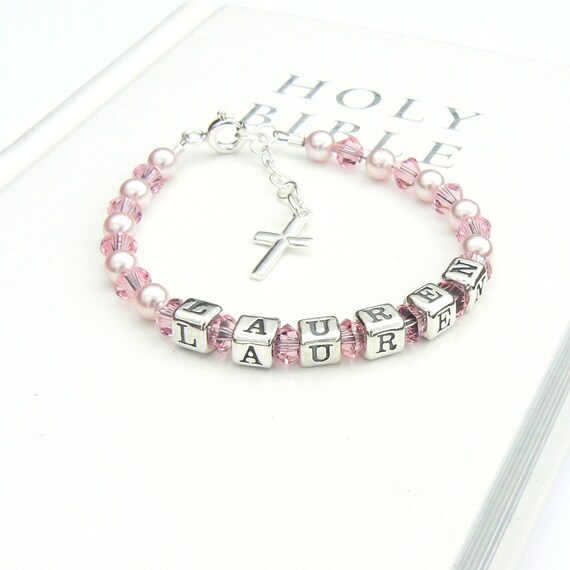Ideal for a Holy Communion Gift christening bracelet for girls