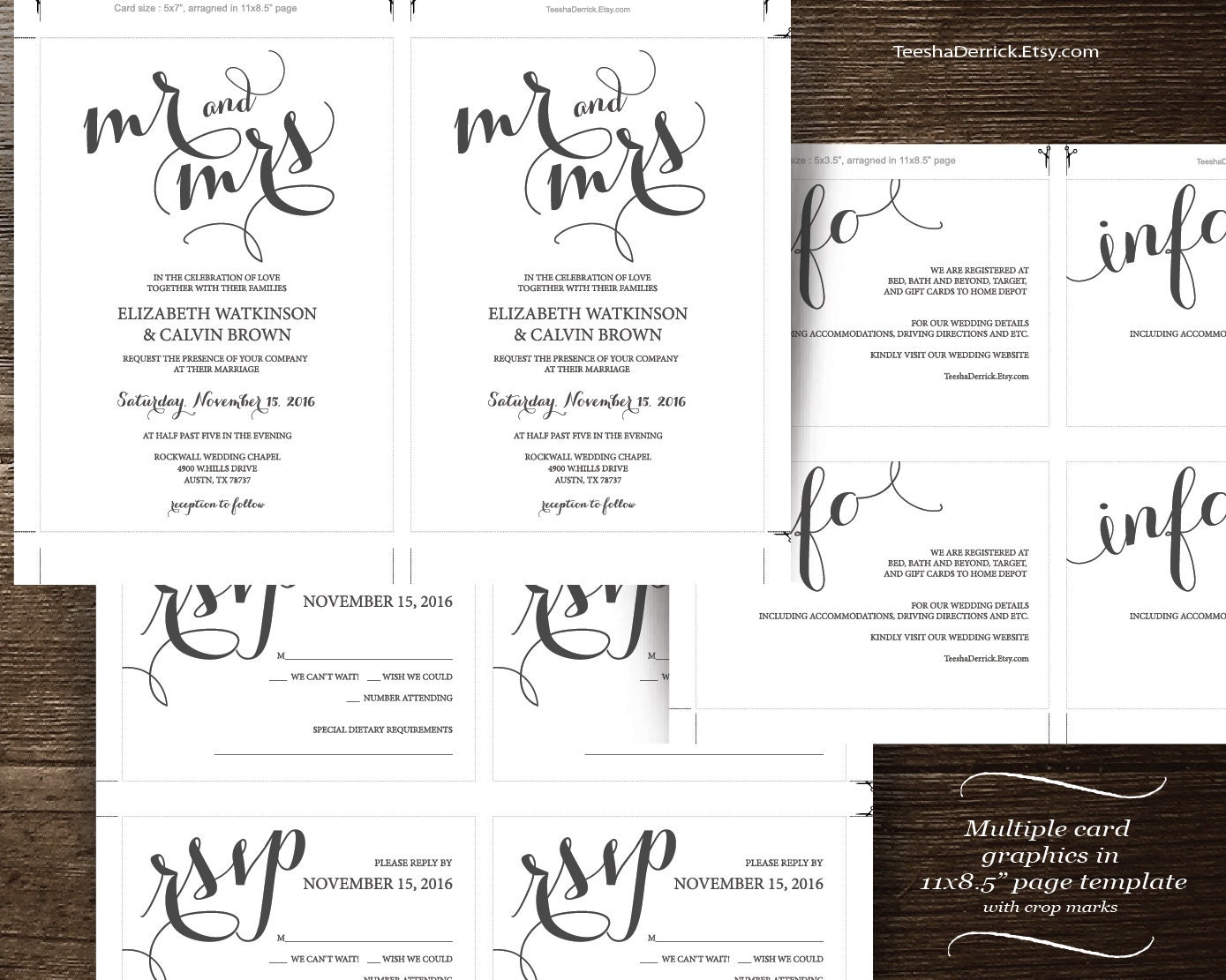 Mr and Mrs Wedding Invitation Instant Download Printable