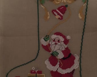 Preworked Needlepoint Canvas Christmas Stocking