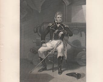 Thomas Macdonough Antique Steel Engraving National Portrait Gallery of Eminent Americans 1862