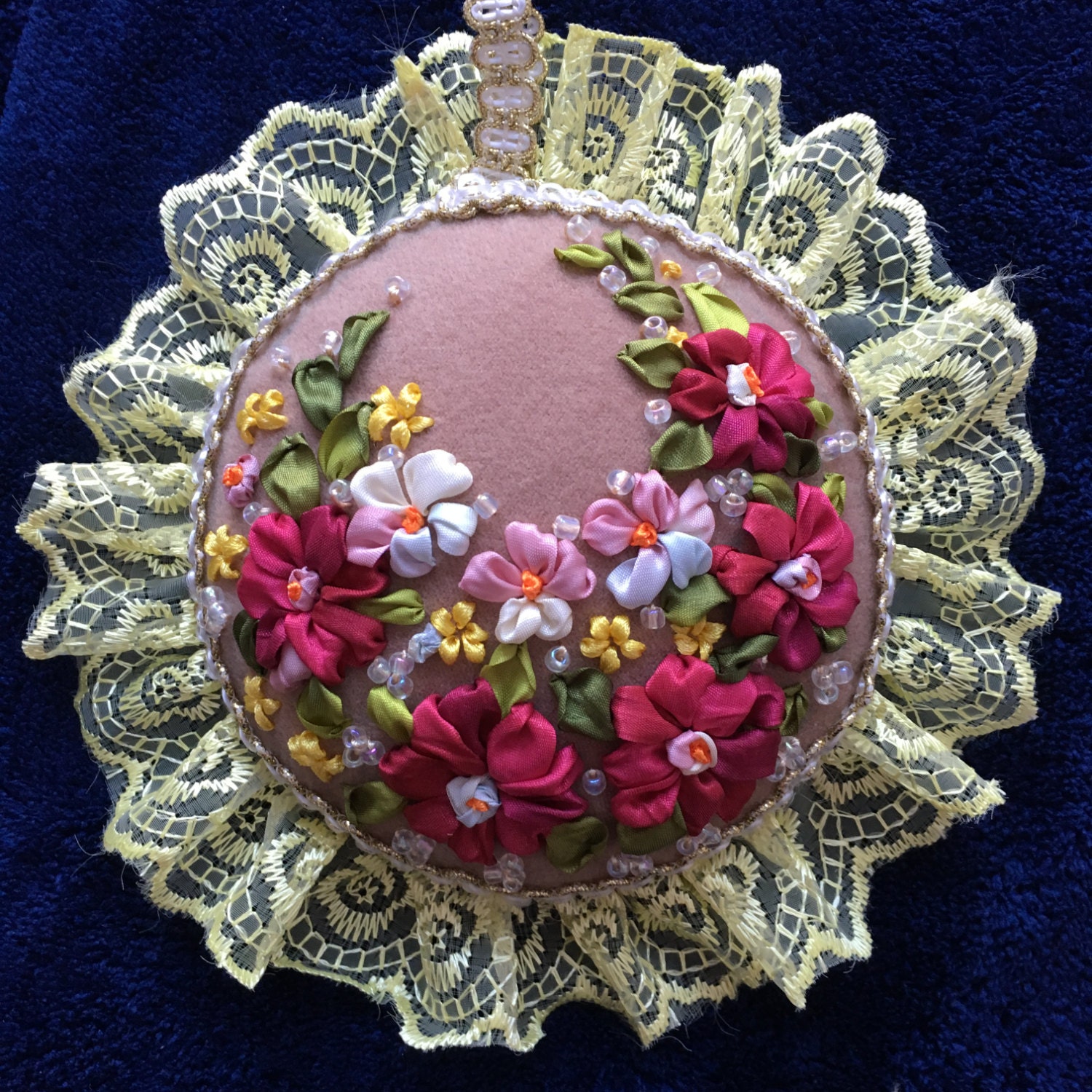 Ribbon embroidery pillow Cushion for needles 15 cm Pillow for