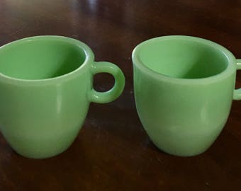 Vintage Restaurant Jadeite Coffee Cups C Handle Fire King?